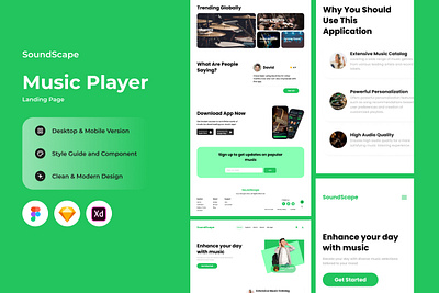 SoundScape - Music Player Landing Page V1 application buttons enjoy landing layout listen music musician page play player radio song sound website