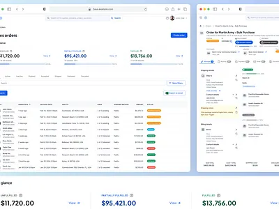 Search and view order details screen UI product design saas search orders track order view order