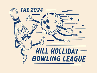Bowling League 2024 bowling cartoon character design illlustration sticker tshirt vector
