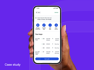 Truckbays | Case study accessible action button bay layout bay management behance case study dashboard app flat design layout mobile app mobile dashboard nav bar parking app parking layout product design proximity truck parking ux