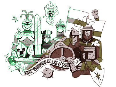 besties! armor battle character character design fight helmet illustration illustrator knight medieval simple sword vector