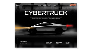Tesla Cybertruck Website Design app branding dark theme framer landing page midjourney minimal modern tesla typography ui webflow website