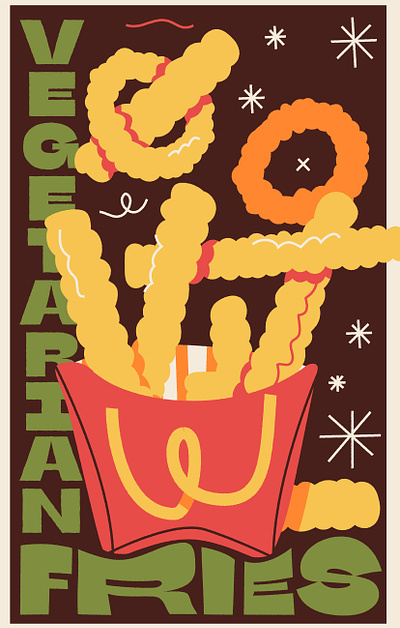 FRENCH FRIES fast food food french fry fries illustration illustrator mcdonalds poster potato restaurant simple vector