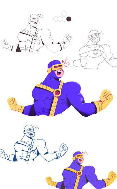 cyclops character character design comic cyclops flex glasses hero illustration illustrator muscle simple strong super hero vector xmen