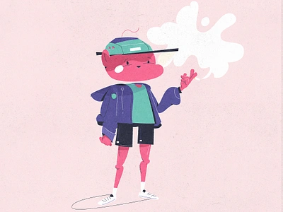 cigs character character design cigarette cigs hoodie illustration illustrator pink shorts smoke smoking teen vector