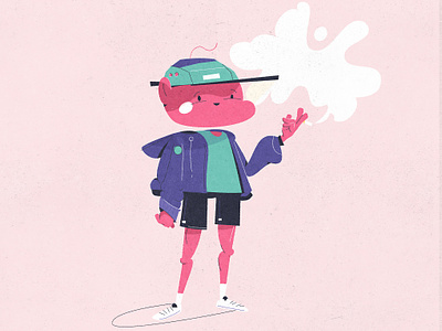 cigs character character design cigarette cigs hoodie illustration illustrator pink shorts smoke smoking teen vector