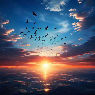 birds flying in the sky birds design illustration