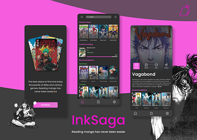 INKSAGA : For all manga readers 🙌🏼 anime design figma manga mangaka mobile design otaku reading ui ux