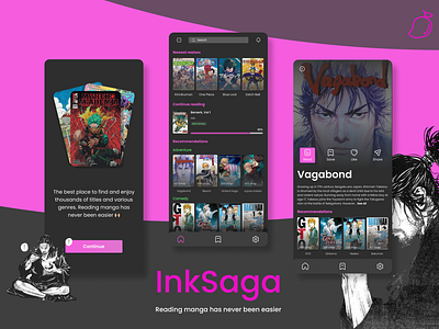 INKSAGA : For all manga readers 🙌🏼 anime design figma manga mangaka mobile design otaku reading ui ux