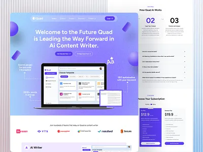 AI Content Writer Landing Page UI ai ai landing ai tool ai website design artificial intiligence automation content fleexstudio homepage landing landing page modern ui startup uidesign uiux uxdesign webdesign website design writer