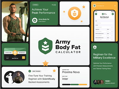 Army Body Fat Calculator - Branding app app design army army body fat army body fat calculator bento branding calculator calculator app logo logo design military navy