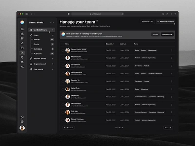 Team settings — Untitled UI dark mode dark theme dark ui figma minimal minimalism nav preferences product design settings settings page side navigation sidenav table team team settings ui design user interface ux design