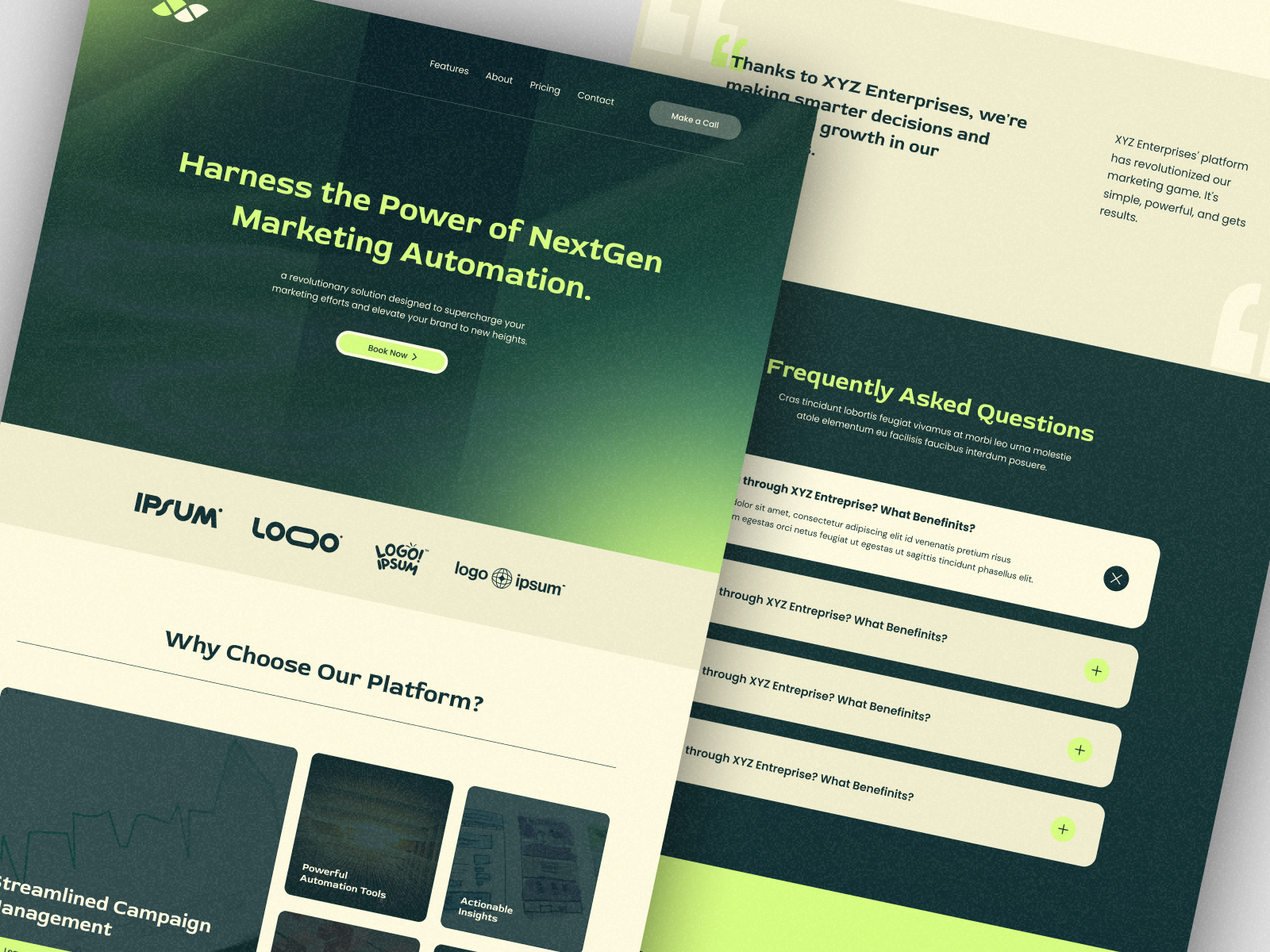 Example of Landing Page / Website Design In Figma