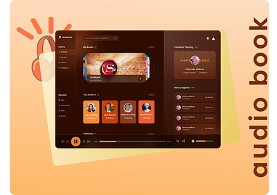 AudioHub audiobook web app audio audiobook authors books design figma home page inspiration music app music player novel podcast storybook ui visual design web app web design