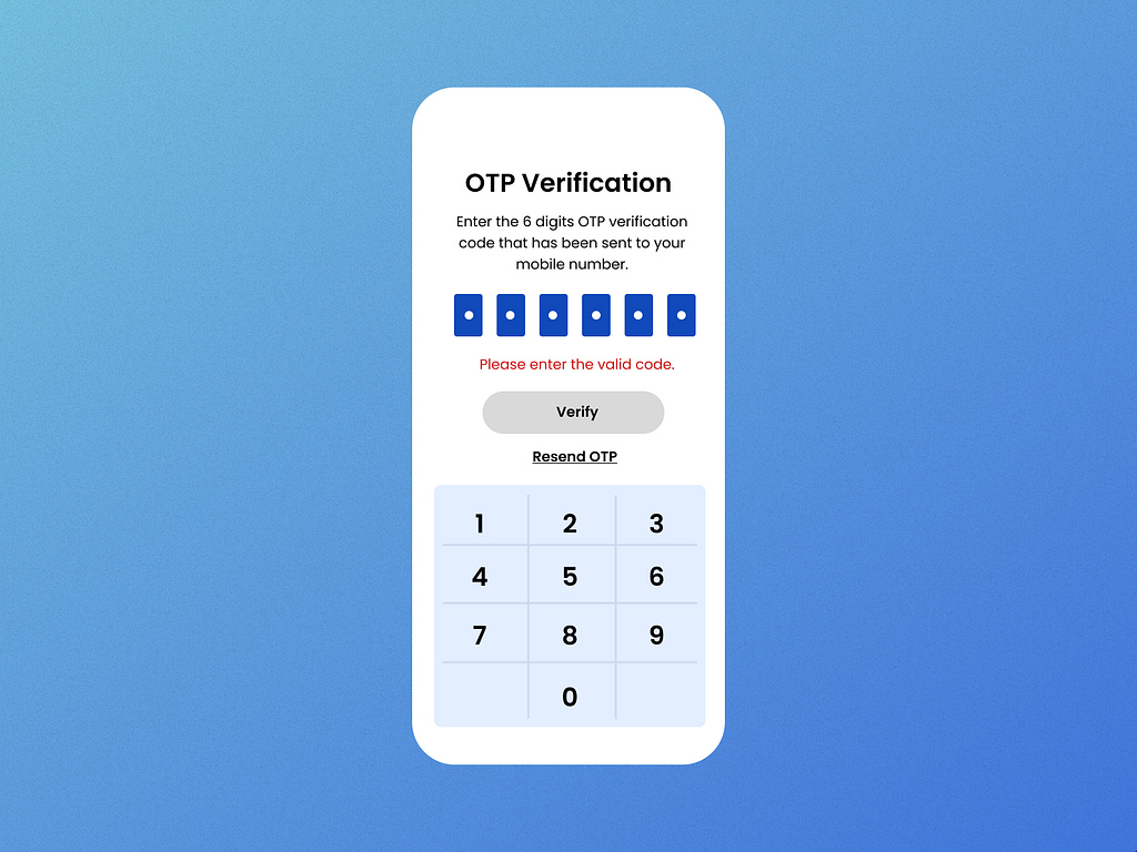 OTP verification error screen design by Soundharya on Dribbble