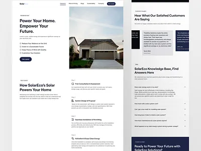 Solar Company Website - Solutions Page clean design minimal modern renewable energy services page solar company solar web design solar website solutions page ui web design website