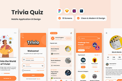 Trivio - Trivia Quiz Mobile App application apps design game layout ui ux