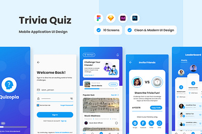 Quizopia - Trivia Quiz Mobile App application apps design game layout ui ux