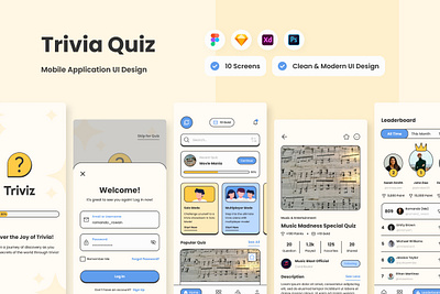 Triviz - Trivia Quiz Mobile App application apps design game layout ui ux