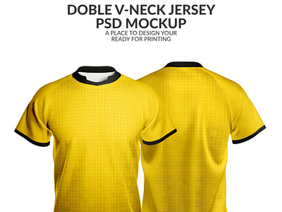 DOBLE V-NECK JERSEY PSD MOCKUP double v neck jersey jersey double v neck psd mockup v neck yellow