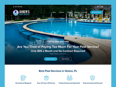 Ahren's Pool Service // Web Design landscape pool pool builder pool maintenance pool repair pool service swimming swimming pool web design