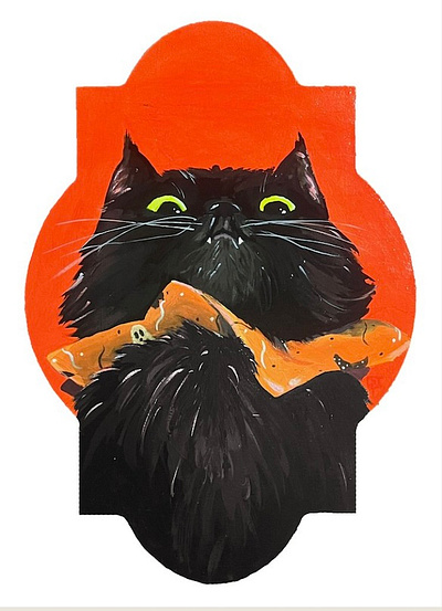 onyx - fear him design gouache illustration mixed media painting pet portrait