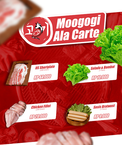 Moogogi Social Media Post branding design food graphic design illustration logo meat red ui web