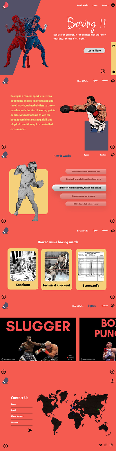 Boxing Web Page boxing figma graphic design landing page ui uiux webpage