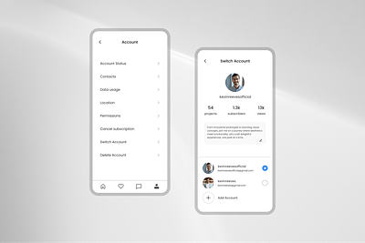 Switch account UI design account account manage change change account gmail light light theme manage account minimal mobile app modern switch switch account switch account ui ui design ui ux ux design