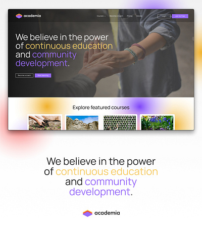 Accademia education landing page ui website