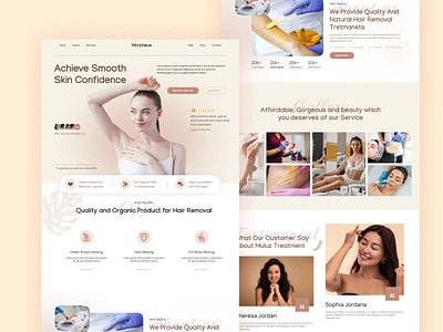 Morpehus - Wax Salon Landing Page Design beauty branding brown graphic design hair removal landing page nature pastel salon skincare ui waxing web design