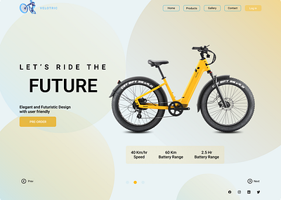 Hero Page- Electric Bicycle design illustration ui ux web