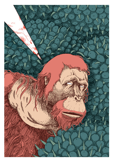 Die In One's Own Garden animals ape conservation editorial editorial illustration hand drawn illustration monkey orangutan wildlife
