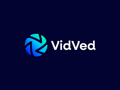 VidVed branding logos media logo modern play icon tech video icon video logo video play video player logo