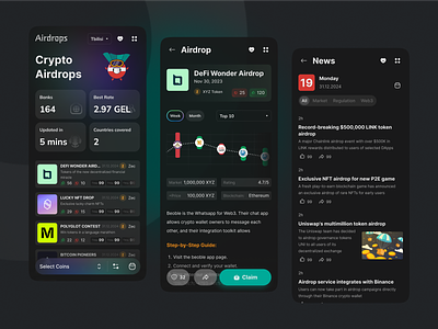 Crypto Airdrops app crypto mobile ui ux