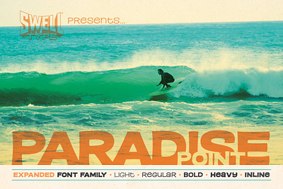 Paradise Point Expanded surf font advertising branding casual design display display font font fun funny island lettering ligatures modern retro tiki vintage