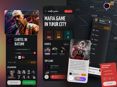 Mafia game app dark event mafia menu mobile ui ux