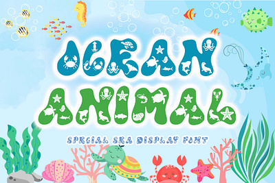 Ocean Animal beautiful branding design display fish font font design graphic design handwritten illustration logo ocean sea ui