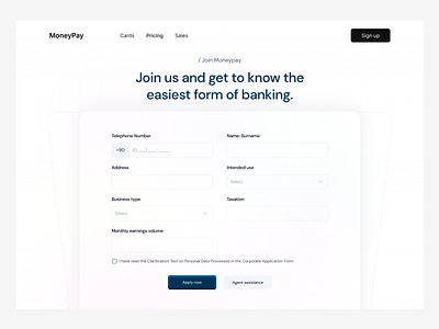 Moneypay's Join us page design join join us landing landing page simple simple design ui ux web design website