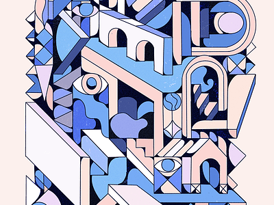 architectural art city cubisme design eyes geometric graphic design illustration pattern rawing street urban yoaz