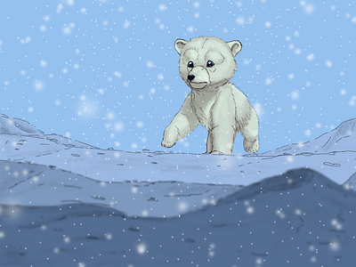 Snow Bear Cub arctic bear cub north pole polar bear snow snow bear cub snowflakes winter