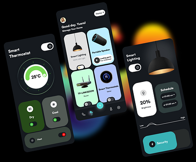 Mobile App design - Smart Home 3d graphic design ui