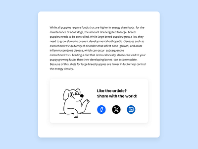 Daily UI 011 - Social Share article buttons daily ui design dog facebook illustration linkedin share social social share ui ui design ux ux design webdesign x