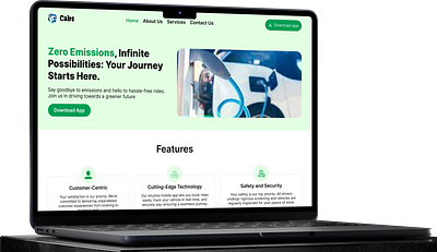 EV cabs app web landing page ev cabs ui web design