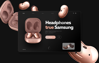 Samsung Headphones 3d advertising animation branding headphones interface logo samsung shop ui yudaev