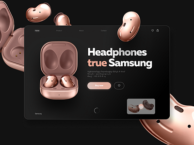 Samsung Headphones 3d advertising animation branding headphones interface logo samsung shop ui yudaev