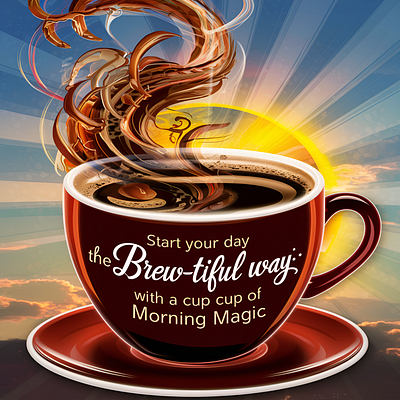 Morning Magic: The Brew-tiful Way to Start Your Day 3d elements. artisticwonder cinematic quality illustration painting