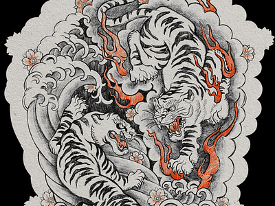 Japanese sleeve tiger animal clothes clothing design digitalart graphic design illustration japan japanese sleeve tiger print clothing design tattoo tiger tiger design