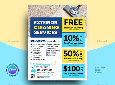 Exterior Cleaning Service Flyer Template Canva canva flyer design canva template design canvas cleaning service flyer exterior home cleaning flyer flyers power washing flyer pressure washing canva template pressure washing flyer pressure washing flyer design