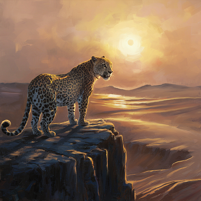 Golden Majesty: Leopard's Domain 3d elements. animation artisticwonder cinematic quality design illustration painting